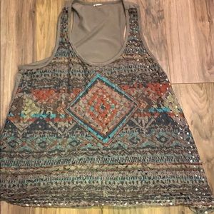 Brown South West Style Tank Top.